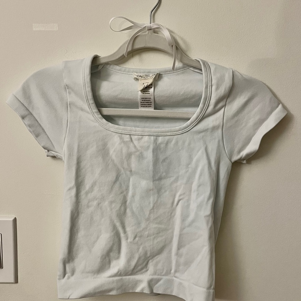 Women's White Cropped Fitted Stretchy Top